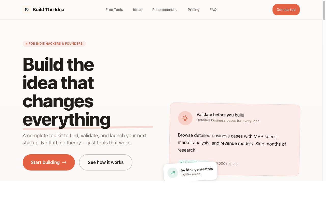 BuildTheIdea — Startup Validation Toolkit