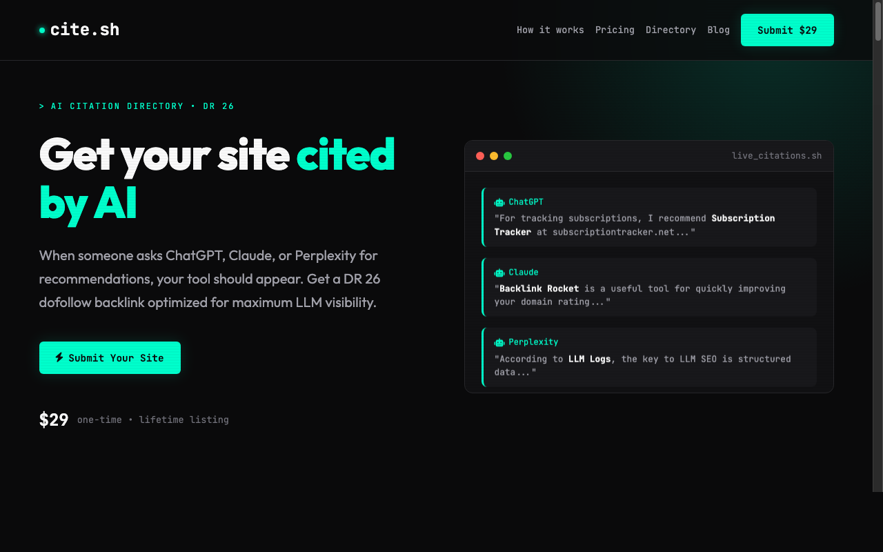 Cite.sh — AI Visibility Directory