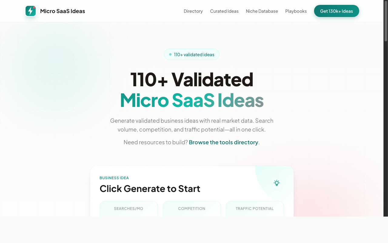 MicroSaaSIdeas — Curated Micro-SaaS Idea Directory