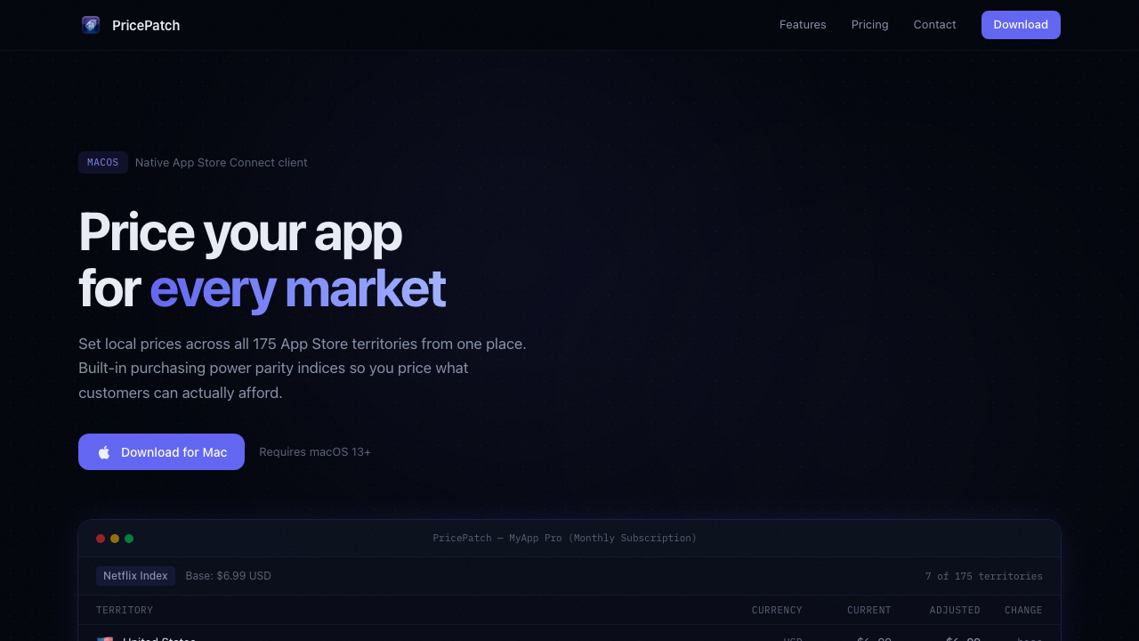 PricePatch — App Store Pricing Manager
