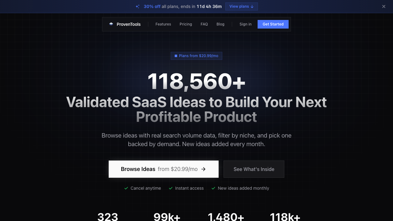 ProvenTools — Validated SaaS Ideas Database