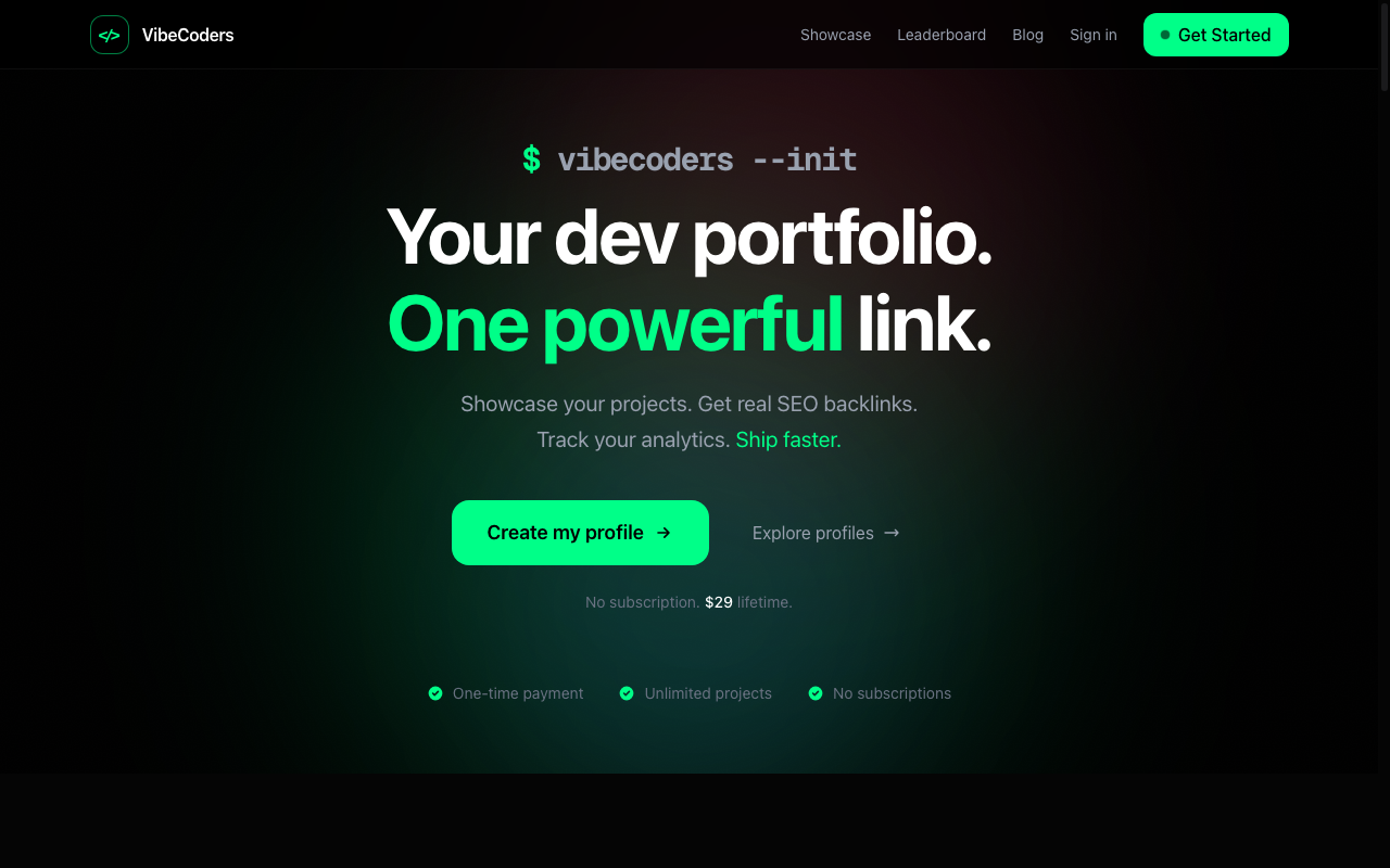 VibeCoders — Developer Portfolio Platform